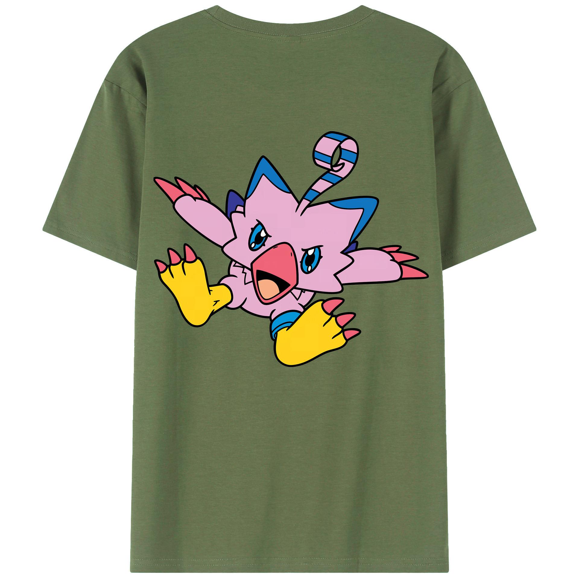 （画像用） Digimon デジタルモンスター/デジモン 綿100％ メンズ半袖Tシャツ（バックプリント） 通気性